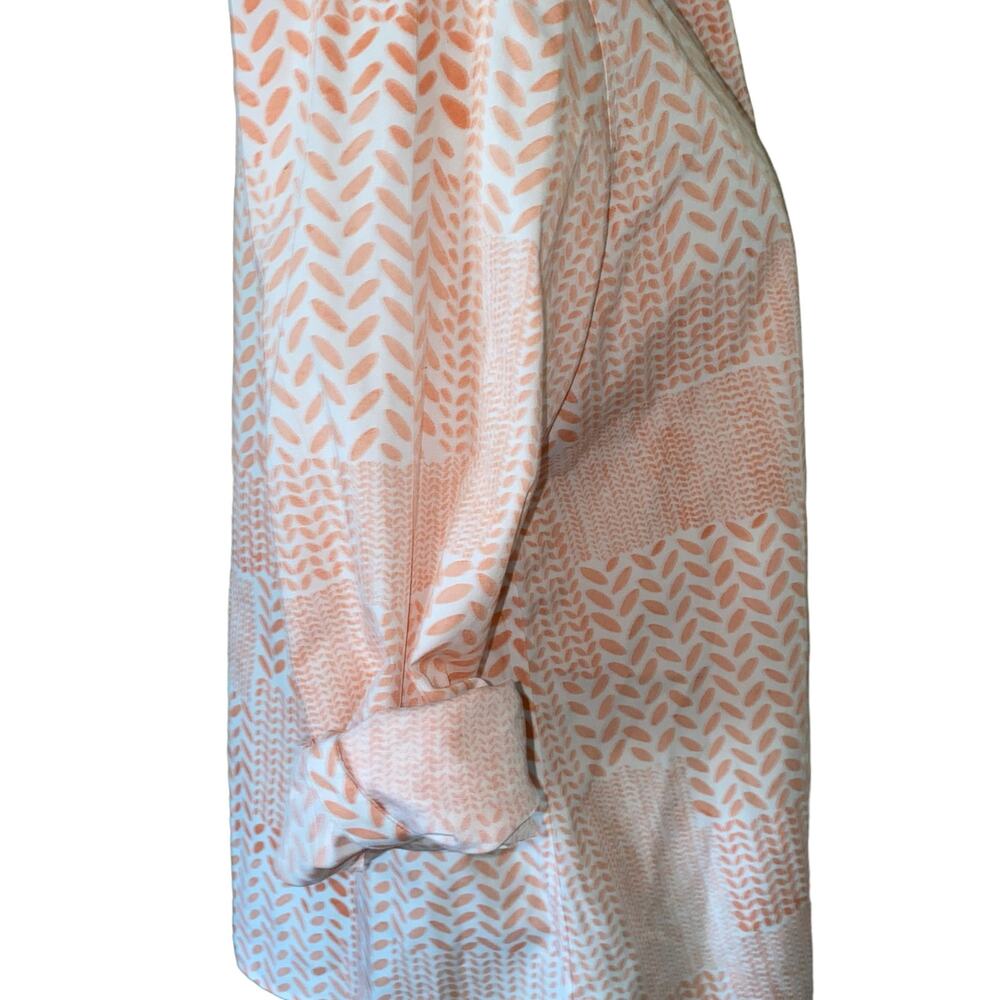 Chico's Patchwork Pattern Peach Roll Tab Button D… - image 3